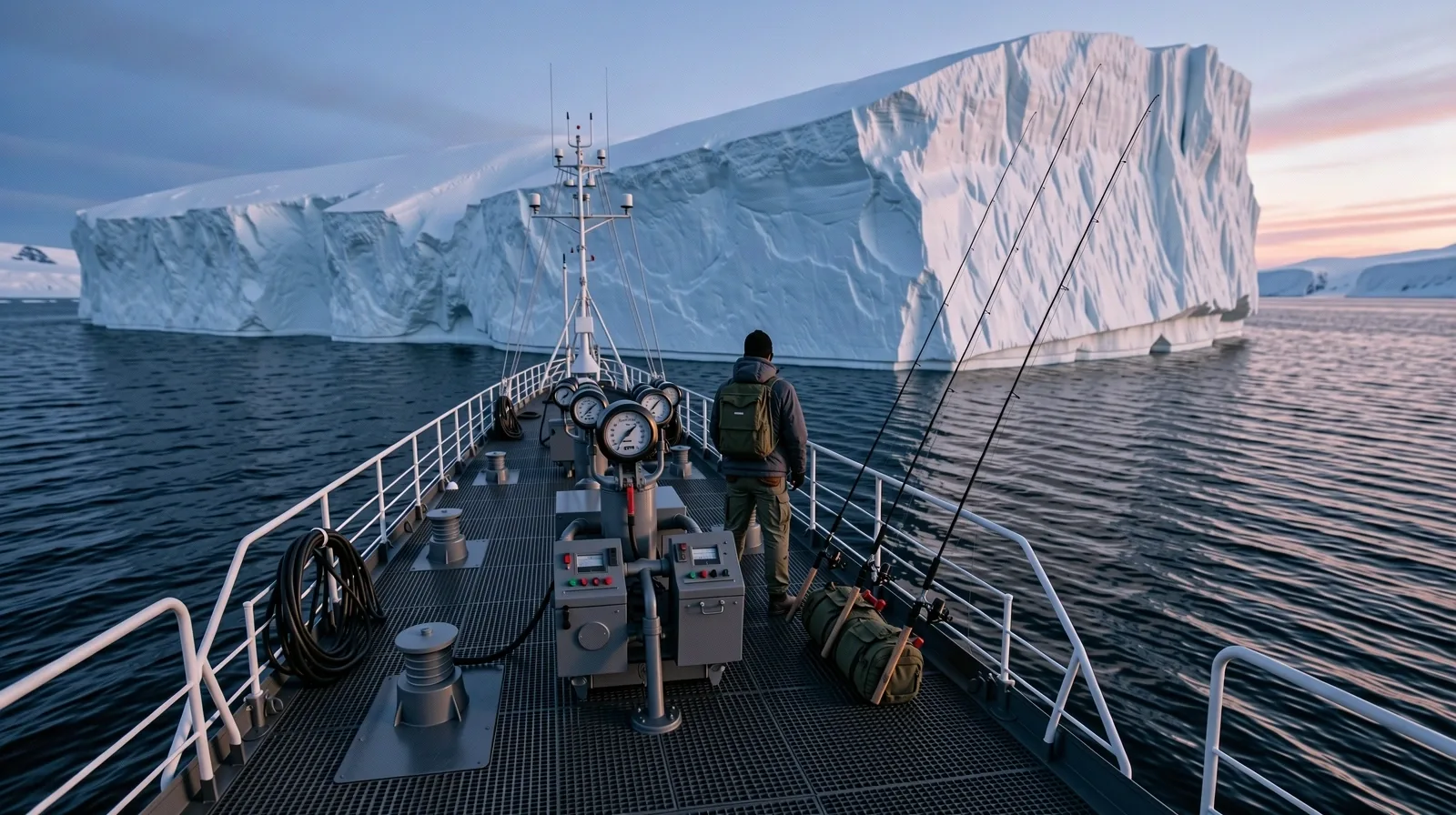 Arctic exploration vessel in frozen waters