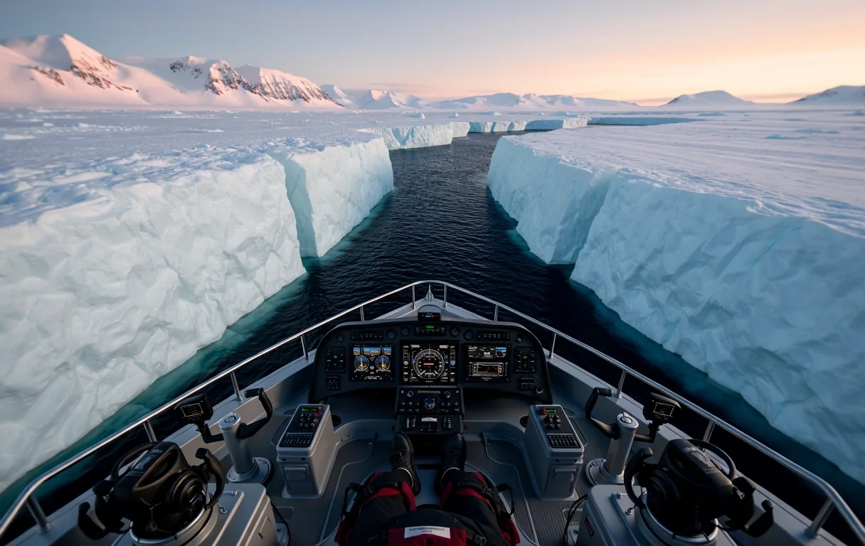 Arctic icebreaker exploring frozen waters
