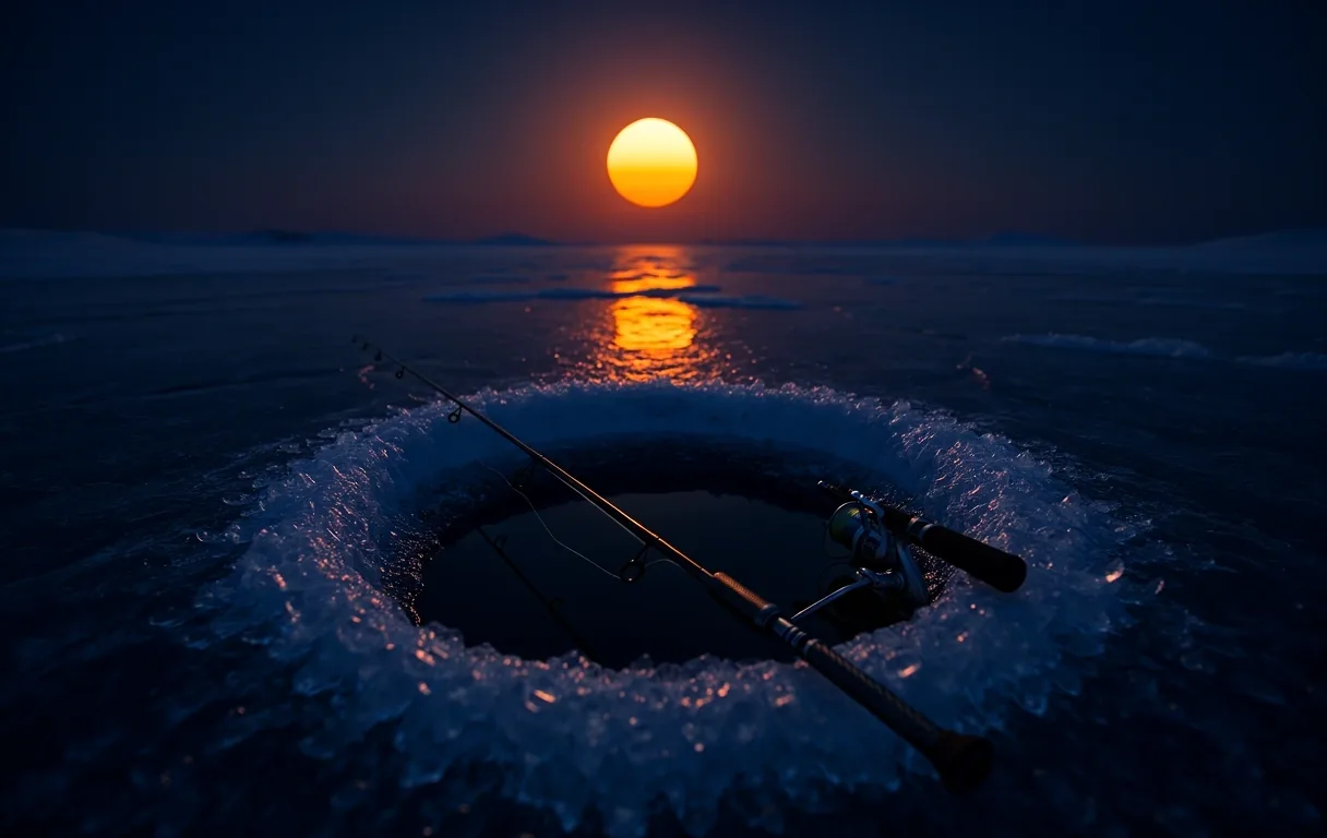 Arctic midnight sun on the ice